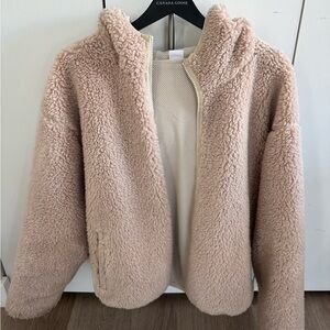 Aritzia TNA Sherpa Zip-Front Hooded Jacket